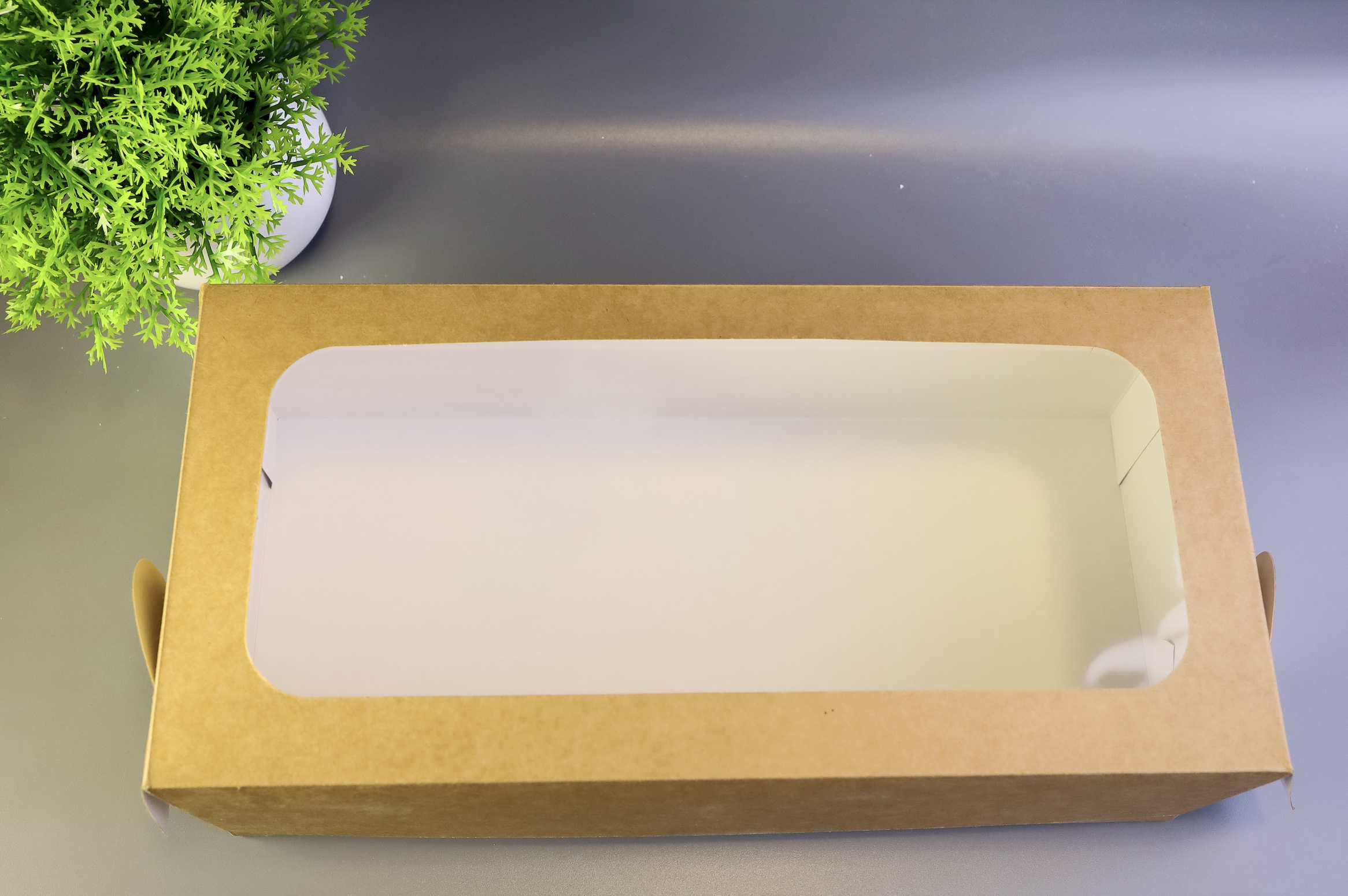 Коробка для рулета с окном, крафт 